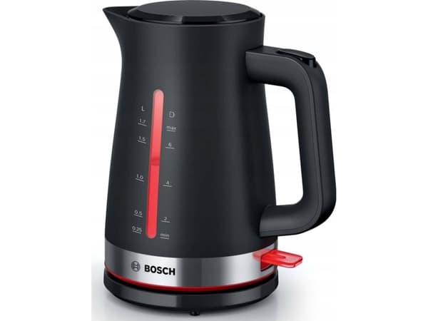 Bosch TWK4M223, 1,7 l, 2400 W, Svart, Plast, Vattennivå indikator, Överhettningsskydd