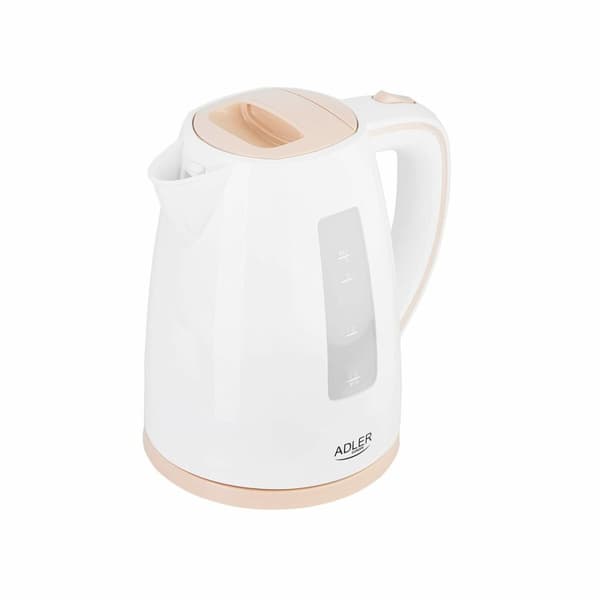 Elektrisk vattenkokare och tekanna Adler AD 1264 Vit Nötbrunt Rostfritt stål Plast 2200 W 1,7 L