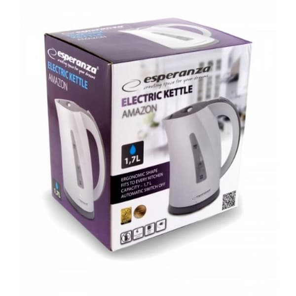 Kedel Esperanza EKK022 Hvid Grå Rustfrit stål Plastik 2200 W 1,7 L