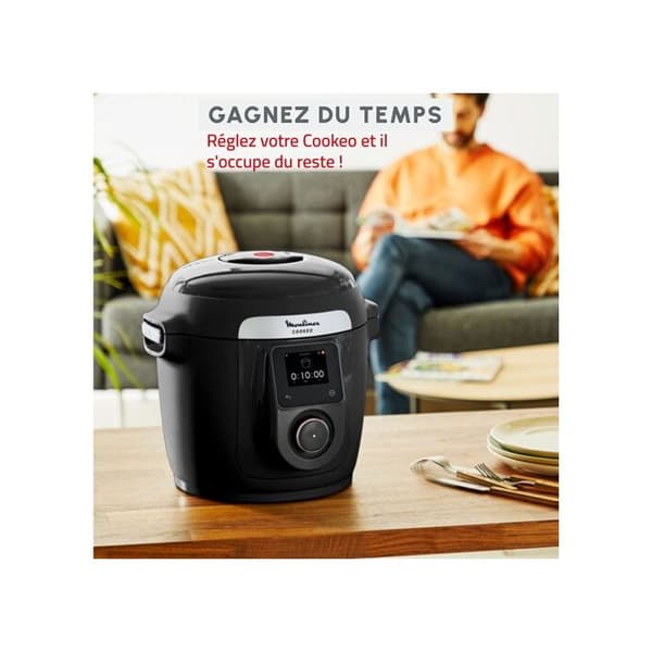 Mijoteur Moulinex Multicuiseur intelligent Cookeo haute pression connecté + lock Extracrisp YY5449FB