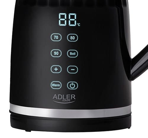 Adler AD 1350 1,7L temperaturstyrd LED-vattenkokare Svart