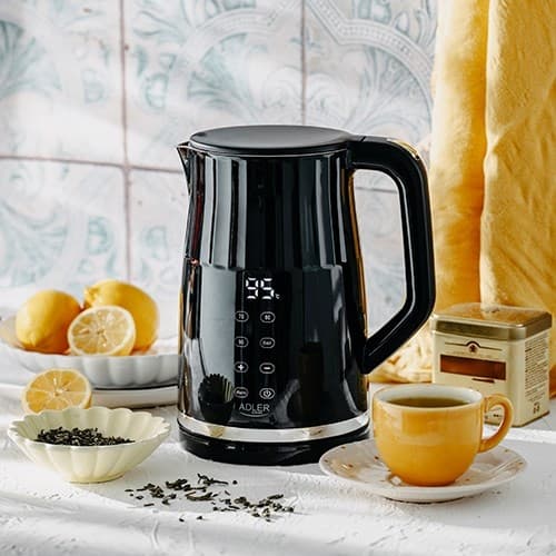 Adler AD 1350 1,7L temperaturstyrd LED-vattenkokare Svart
