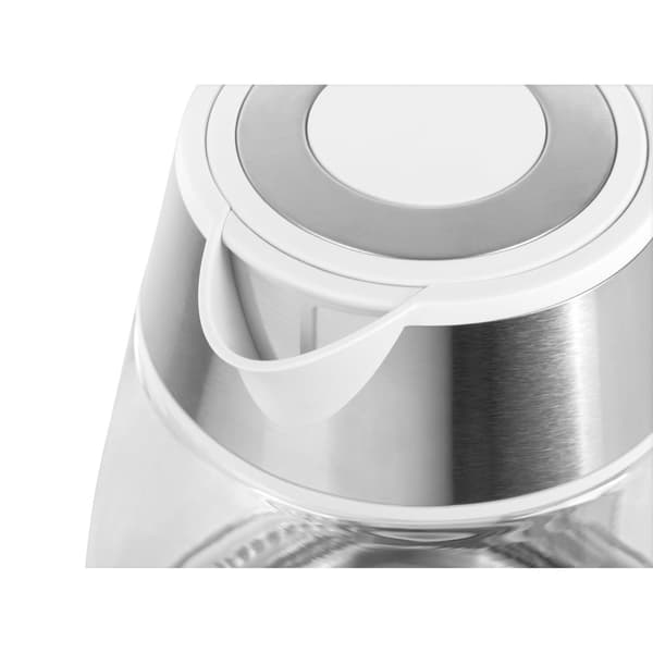 TEESA elkedel, glas + rustfrit stål, 2200 W, hvid, 1,7 L