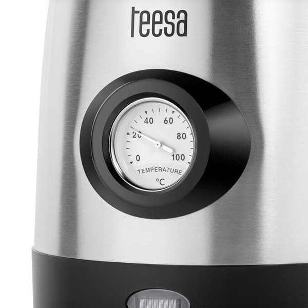 Elkedel med vandtemperaturindikator, TEESA, rustfrit stål, 2200W, 1,7L