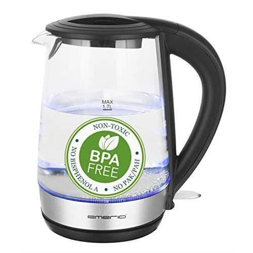 Emerio WK-123131 vattenkokare i glas 1,7L 2200W RVS/Zwart