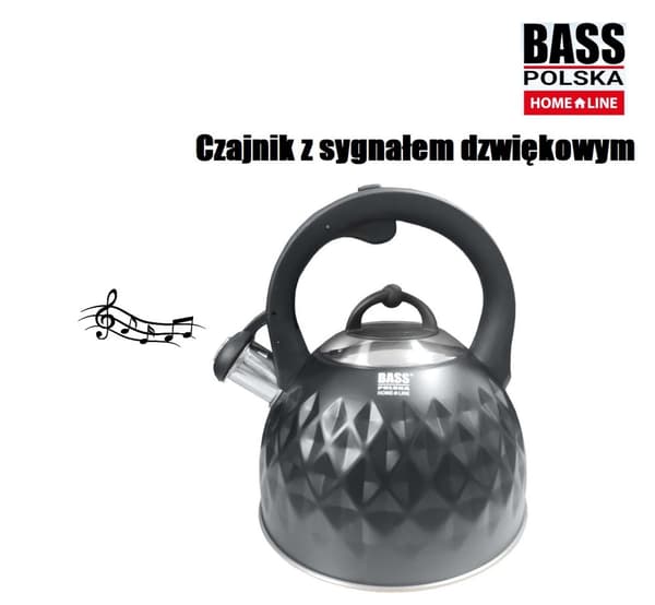 Rustfri elkedel, 3 l, med fløjte