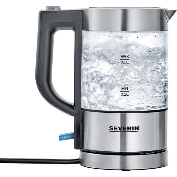 Kettle - SEVERIN - WK 3472 - 0.5 L - 1100W - Glas/Inox - 360° bas.