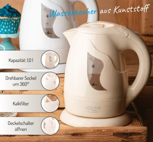 AD 08 beige Muovinen vedenkeitin 1,0 L