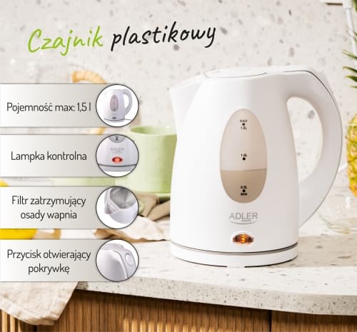 AD 1207 Muovinen vedenkeitin 1,5 L