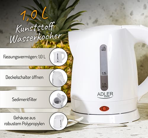 AD 1272 Muovinen vedenkeitin 1,0 L