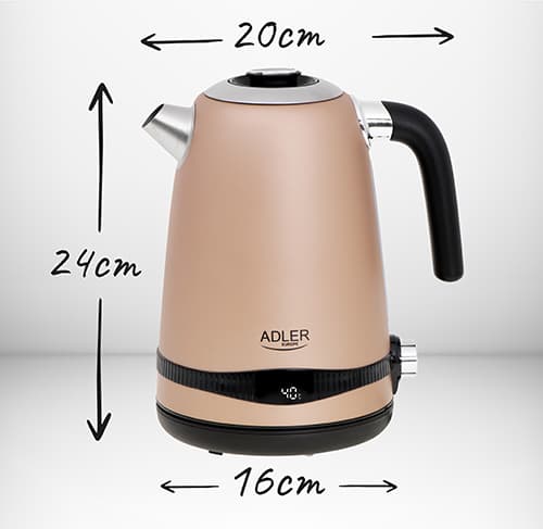 AD 1295 guld Metalkedel 1,7L med LCD & temperaturkontrol