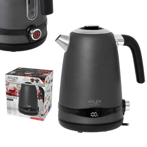 AD 1295 grå Metalkedel 1,7L med LCD & temperaturkontrol