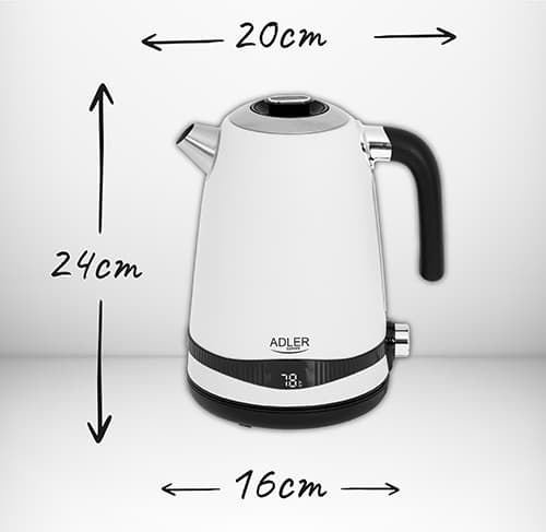 AD 1295 hvid Metalkedel 1,7L med LCD & temperaturkontrol
