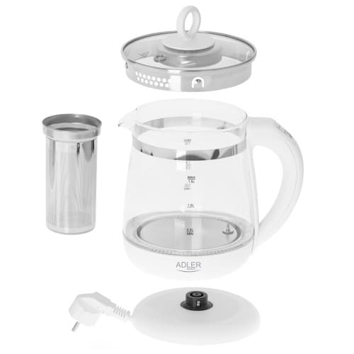 AD 1299 Lasinen vedenkeitin 1,5 l infuusiolla ja lämpötilansäätimellä.