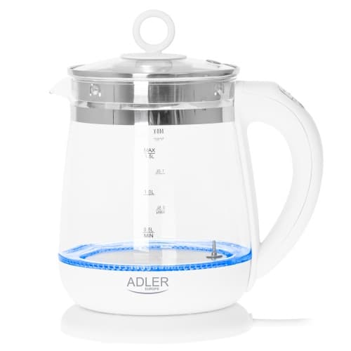AD 1299 Lasinen vedenkeitin 1,5 l infuusiolla ja lämpötilansäätimellä.
