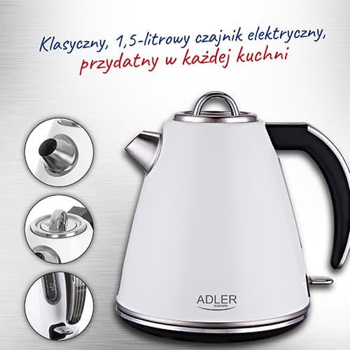AD 1343 hvid Metal elkedel 1,5 L STRIX