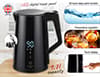 AD 1345 svart LED metall vattenkokare med temperaturkontroll 1,7L STRIX