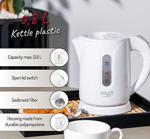 AD 1371 hvid Plastikkedel 0,8 L