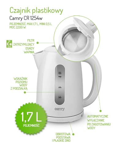 CR 1254 hvid Plastkedel 1,7 L