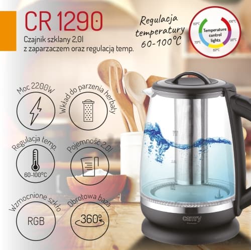 CR 1290 Glaskedel 2,0 L med infuser og temperaturkontrol.