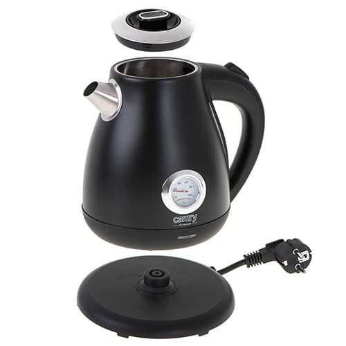 CR 1344 svart Metall vattenkokare med termometer 1,7L