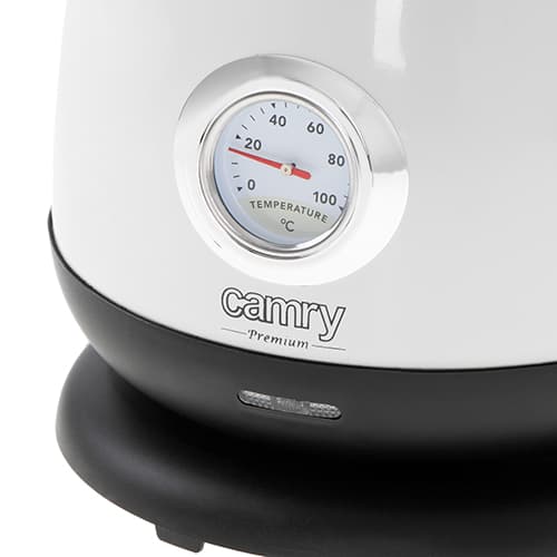 CR 1344 vit Metall vattenkokare med termometer 1,7L