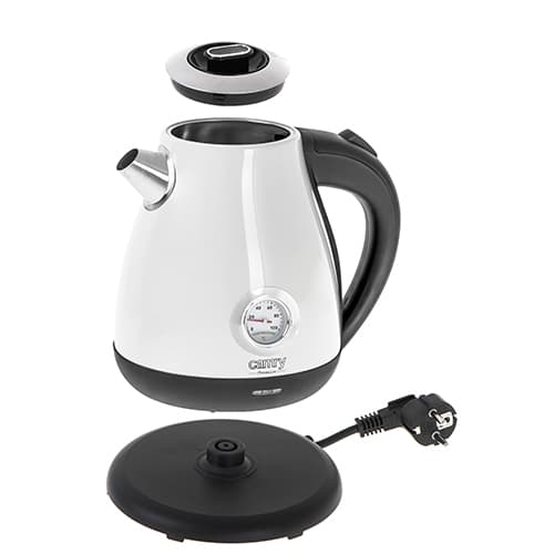 CR 1344 vit Metall vattenkokare med termometer 1,7L