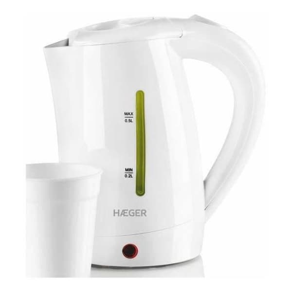Vattenkokare - Haeger - Resa - 0,5 L - 1100W - Trådlös hällning