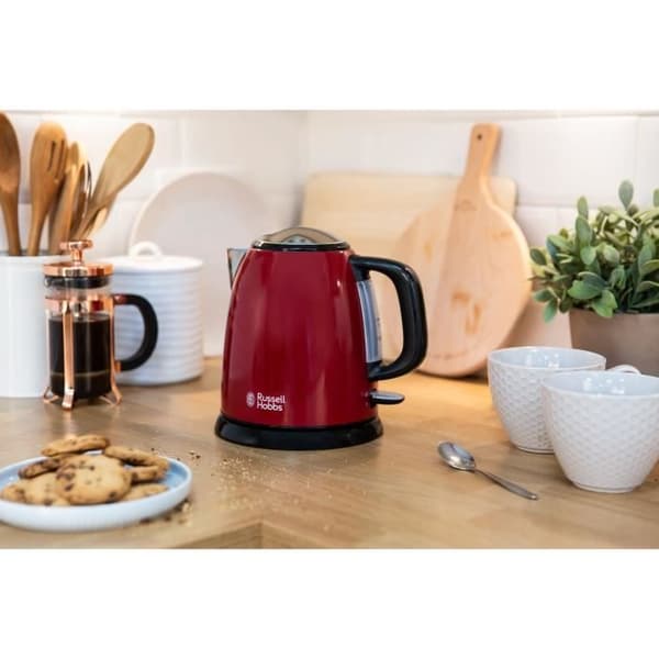 Röd kompakt vattenkokare - RUSSELL HOBBS 24992-70 - Kapacitet 1L - Avtagbart anti-kalkfilter