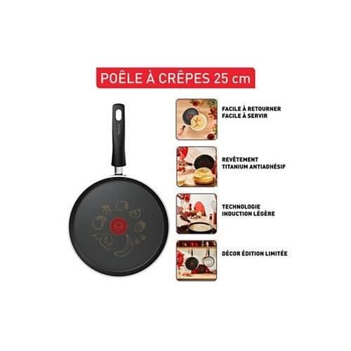 Crepstek - TEFAL - Chandeleur - 25 cm - Non-stick beläggning - Fransk tillverkning