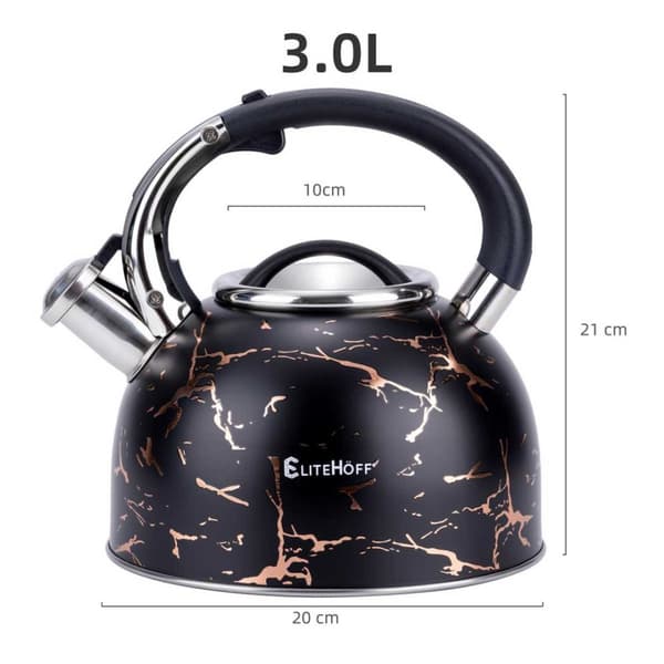 KEDEL MED FLØJTE 3L GLAMOUR SORT GULD E-5155