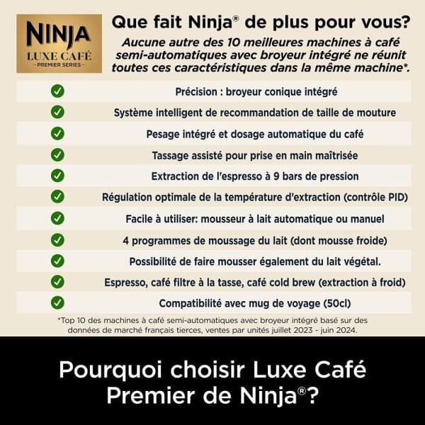 Kaffemaskin - NINJA - ES601EU Luxe Premier - 1650 W - 2 Liter - Rostfritt stål