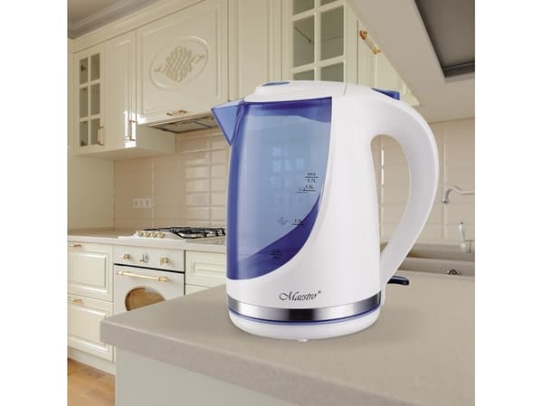 Feel-Maestro MR044 blue, 1,7 l, 2200 W, Blå, Hvit, Plast, Justerbar termostat, Vannivåindikator
