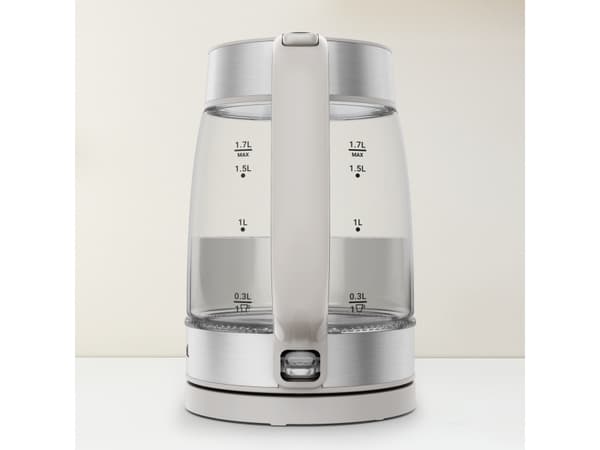Tefal Glass Kettle KI605B30, 1,7 l, 2200 W, Grå, Sølv, Gjennomsiktig, Glass, Vannivåindikator, Trådløs