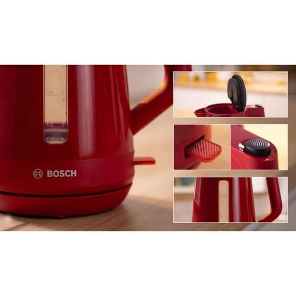 Vattenkokare - BOSCH - TWK1M124 MyMoment - Röd - kapacitet 1,7L - 360° bas - anti-kalkfilter