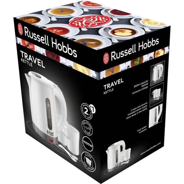 Russell Hobbs 23840-70 0,85L Resevattenkokare 1000W, 2 koppar och skedar ingår