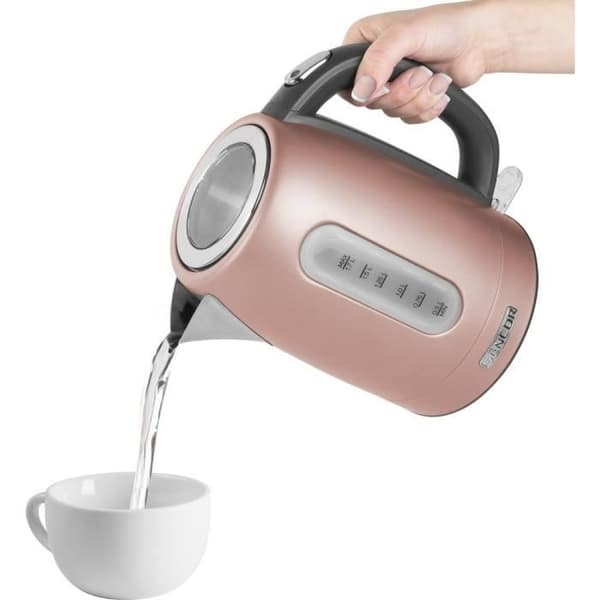 SENCOR SWK 1775RS Vattenkokare i rostfritt stål med avtagbart filter och strömbrytare med bakgrundsbelysning, 1,7 L, Rosa