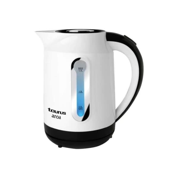 TAURUS Aroa vattenkokare - Vit och Silver - 1,7L 2200W - Automatisk avstängning - Avtagbart filter