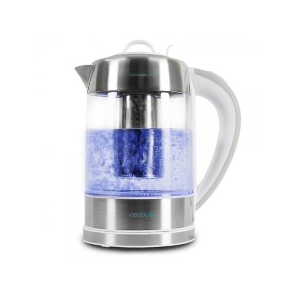 Cecotec ThermoSense 370 klar elektrisk vattenkokare. 1,7 L, Borosilikatglas, BPA-fri, Bas 360, Anti-kalkfilter, Triple Sys