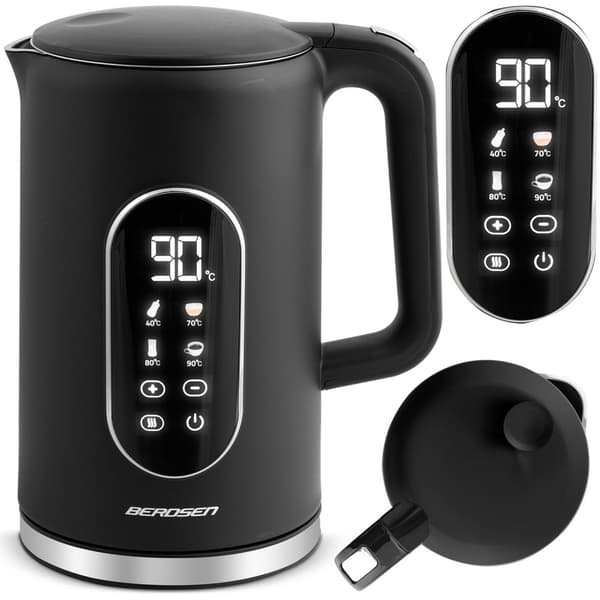 Elektrisk vattenkokare 1,7l Berdsen BD-712 svart och silver