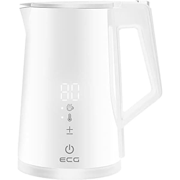 Vattenkokare - ECG - RK 1893 Digitouch - 1,7 L - Rostfritt stål - Vit