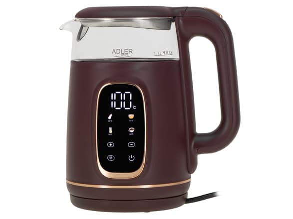 Adler Kettle with LED Display | AD 1305 | Electric | 2200 W | 1.7 L | Plastic | 360° rotational base | Burgundy
