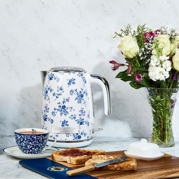 Trådlig elektrisk vattenkokare - Laura Ashley - China Rose - kapacitet 1.5L, avkalkningsfilter, 2200W, automatiskt stängning