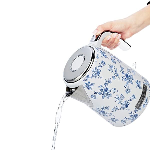 Trådlig elektrisk vattenkokare - Laura Ashley - China Rose - kapacitet 1.5L, avkalkningsfilter, 2200W, automatiskt stängning