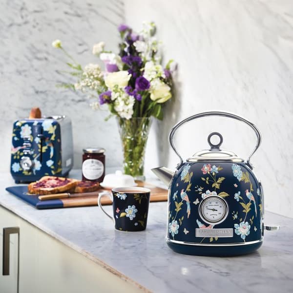 Elkanna - Laura Ashley - Marine Elveden - 1,7L, rostfritt stål, snabb uppkokning, indikator, inbyggd termometer