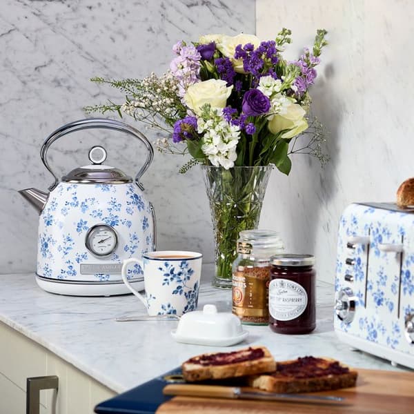 Elkedel - Laura Ashley - China Rose - 1,7L, rostfritt stål, snabb uppkokning, indikator, inbyggd termometer