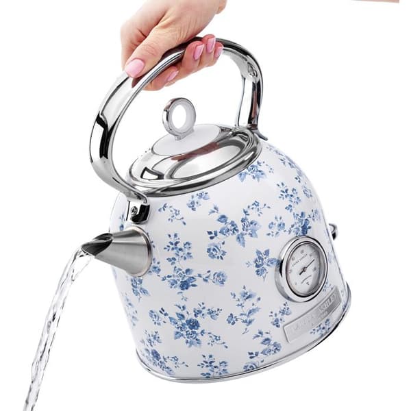 Elkedel - Laura Ashley - China Rose - 1,7L, rostfritt stål, snabb uppkokning, indikator, inbyggd termometer
