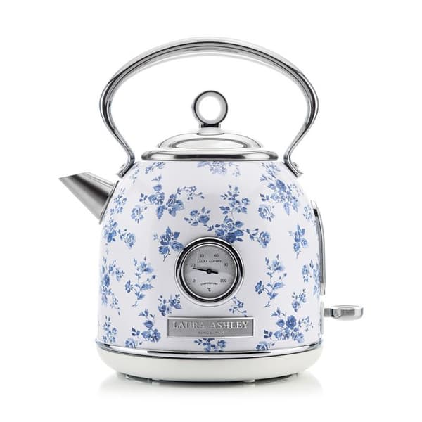 Elkedel - Laura Ashley - China Rose - 1,7L, rostfritt stål, snabb uppkokning, indikator, inbyggd termometer