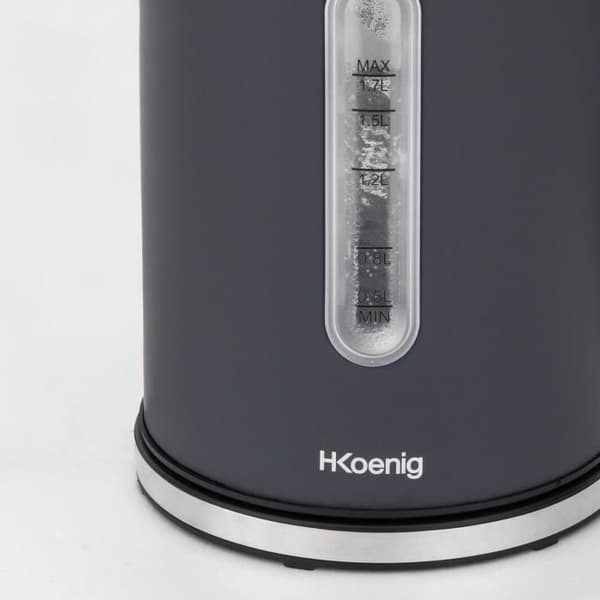 H.KOENIG BOE52 vattenkokare - Kapacitet 1,7 L - Justerbar temperatur 40 till 110°C - LCD-skärm - Matt grå