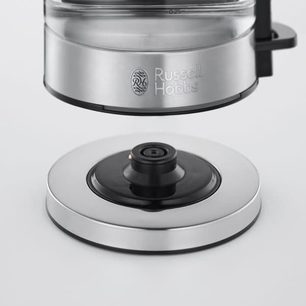 Vattenkokare i glas - RUSSELL HOBBS - Compact Home - 0,8 L - 2200 W - Energibesparing - LED-belysning - Automatisk öppning